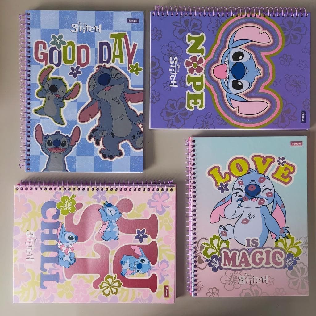 Caderno Universitário Capa Dura 1 Matéria 80 Folhas Lilo Stitch Foroni
