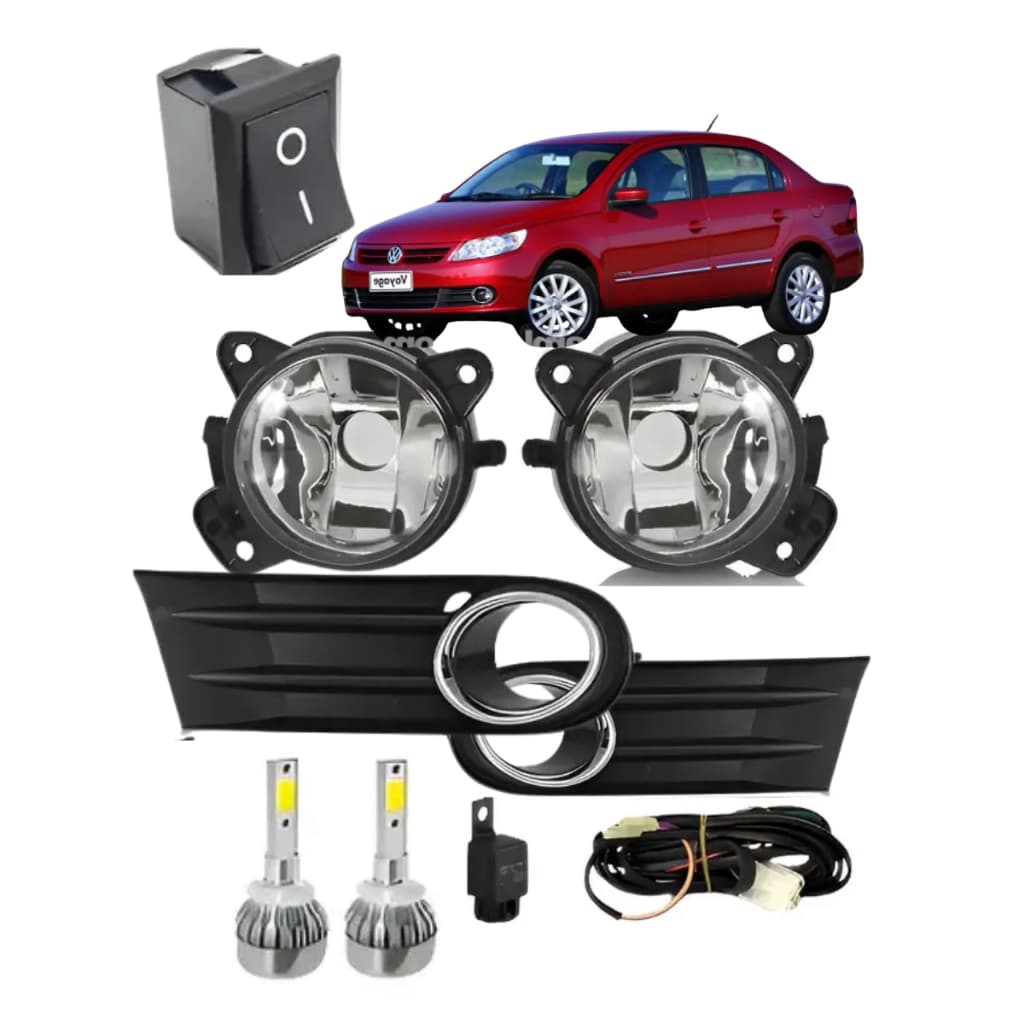KIT DE FAROL DE MILHA DO VOYAGE G5 2009 2012 + LAMPADA DE LED HB4 + FAROL LENTE DE VIDRO