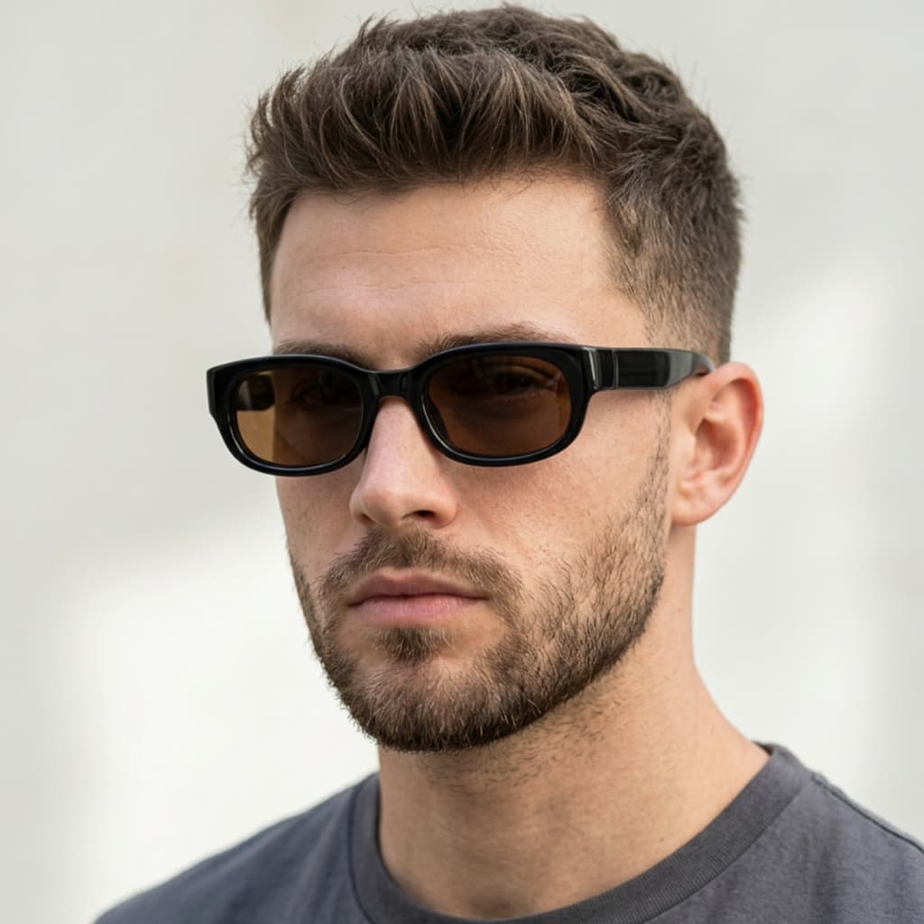 Óculos de Sol Masculino Quadrado Retangular Acetato Retrô Vintage Premium UV400 Casual Clássico Tendência