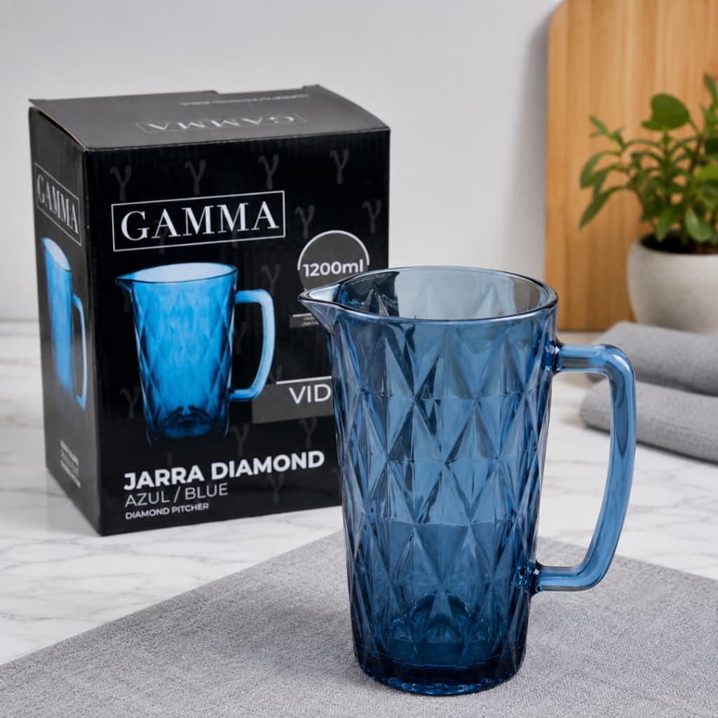 Jarra De Suco 1,2 Litro Diamond Com Alça Azul Resistente Premium