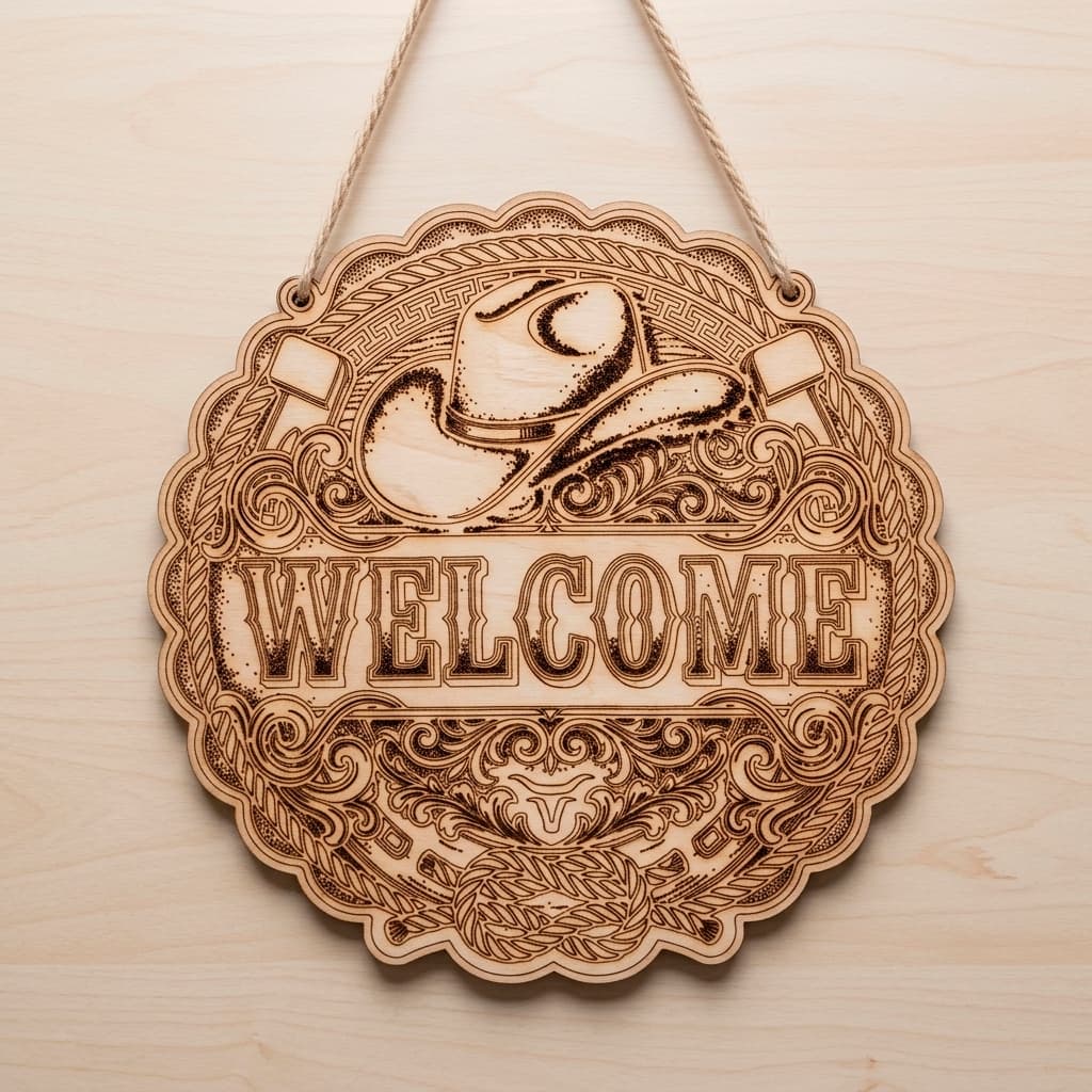 Quadro Welcome Sertanejo Agro Chapéu Rústico - Ideal para Varanda, Hall, Área Gourmet