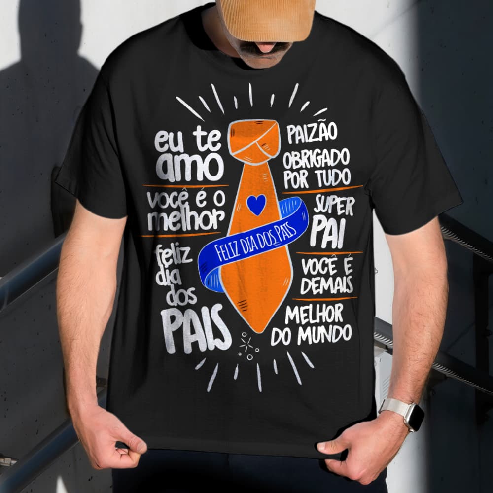 Camiseta Masculina Estampa Pai Gravata 100% Algodão T-shirt Camisa Blusa Do Tamanho P ao GG