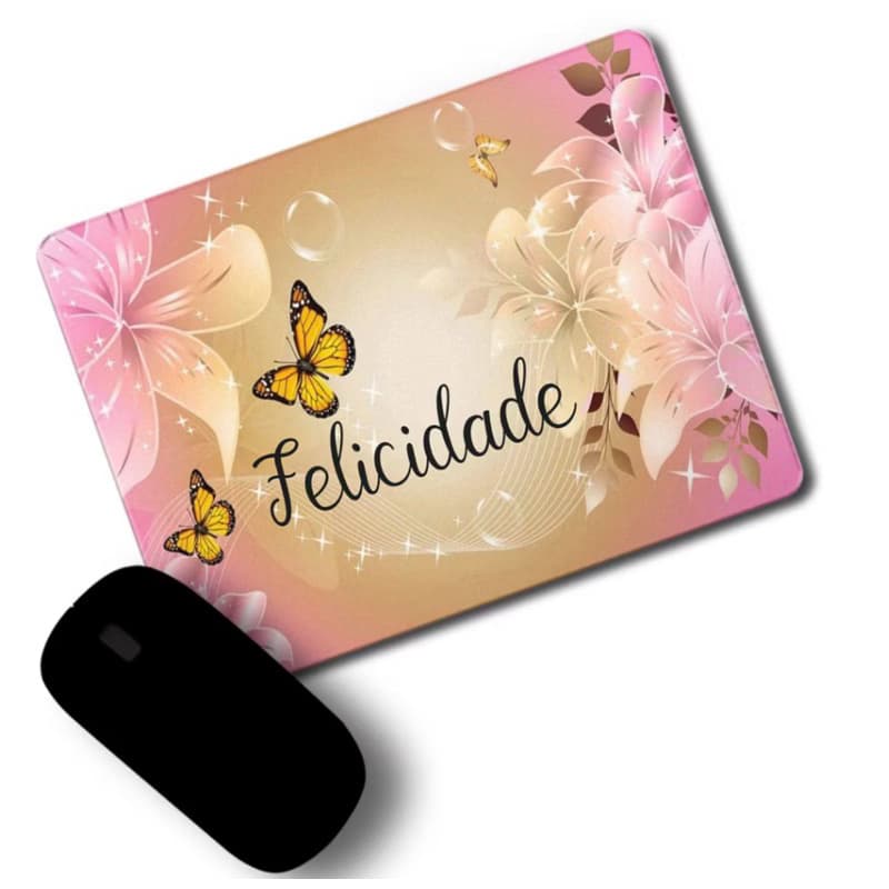Mouse Pad Personalizado Feminino com Nome borboleta - 23x18cm Emborrachado