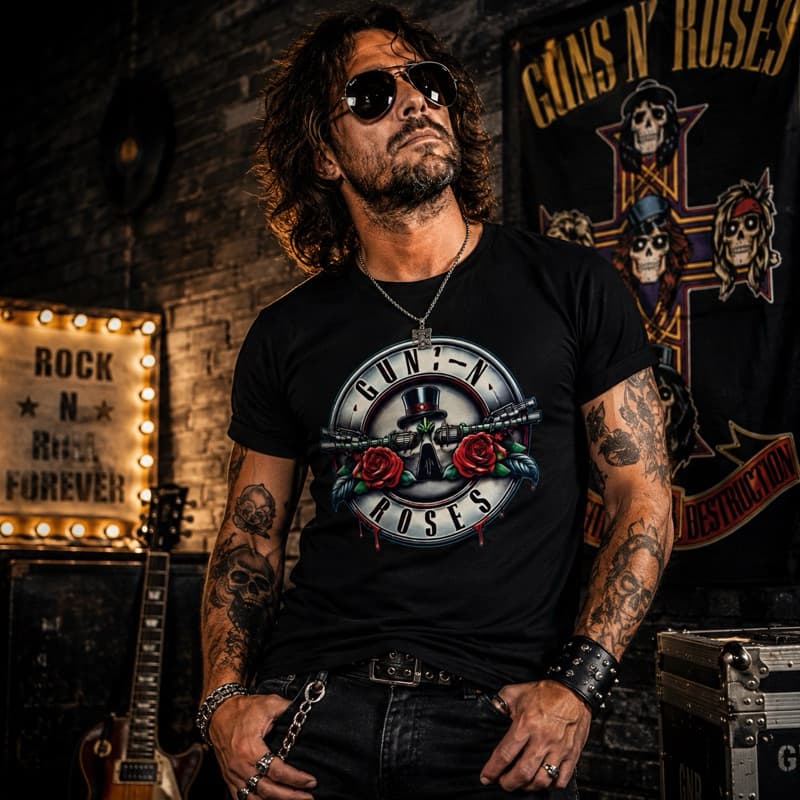 Camisa Camiseta Guns N Roses Logo Banda de Rock Unissex 100% Algodão Tshirt Rock Metal
