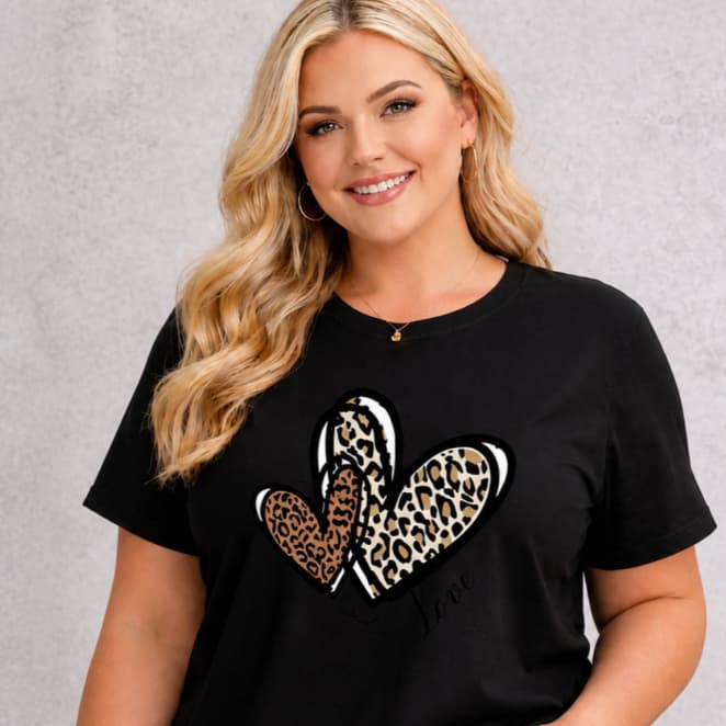 Blusa Feminina Plus Size Camiseta Feminina Gola Redonda Manga Curta 100% Algodão