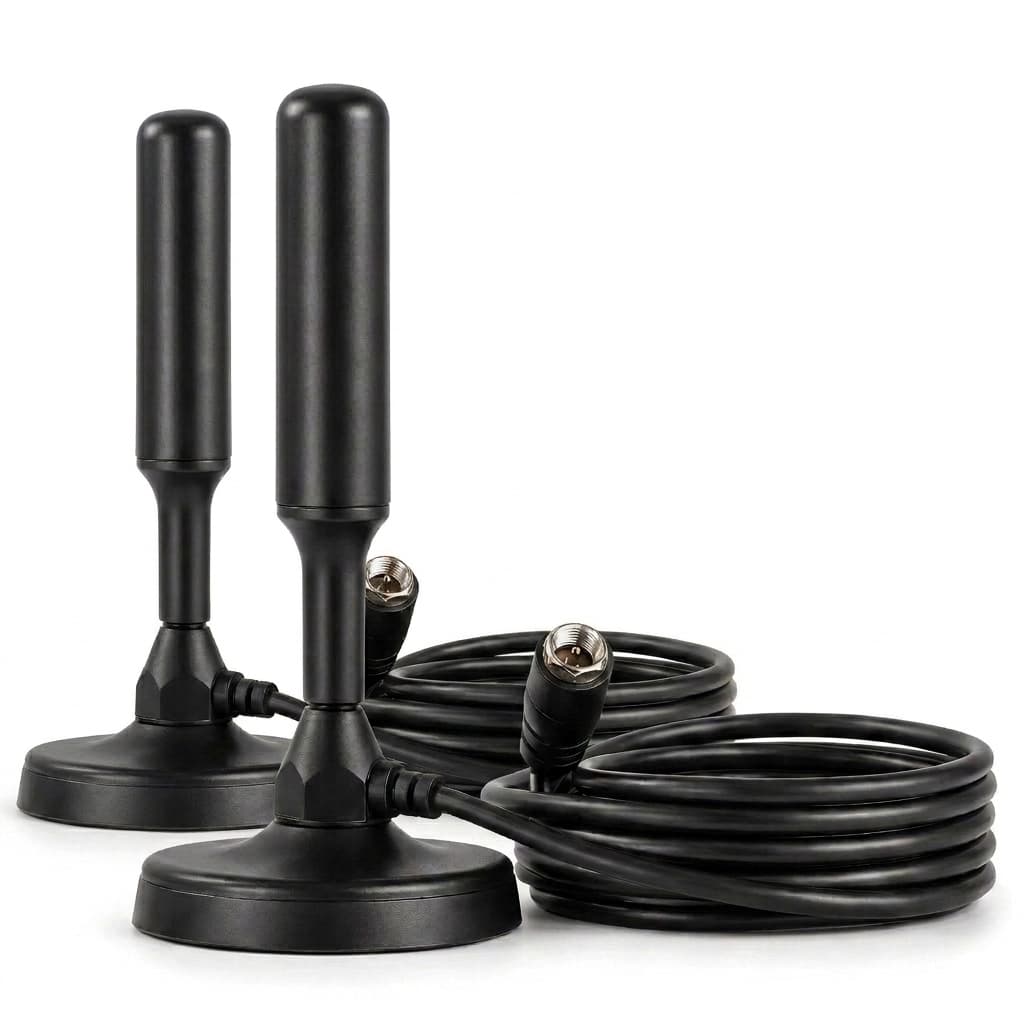 Kit 2 Antenas Digitais para TV HDTV 4K Interna e ExternaCabo 5 Metros Alta Recepção +30 Canais
