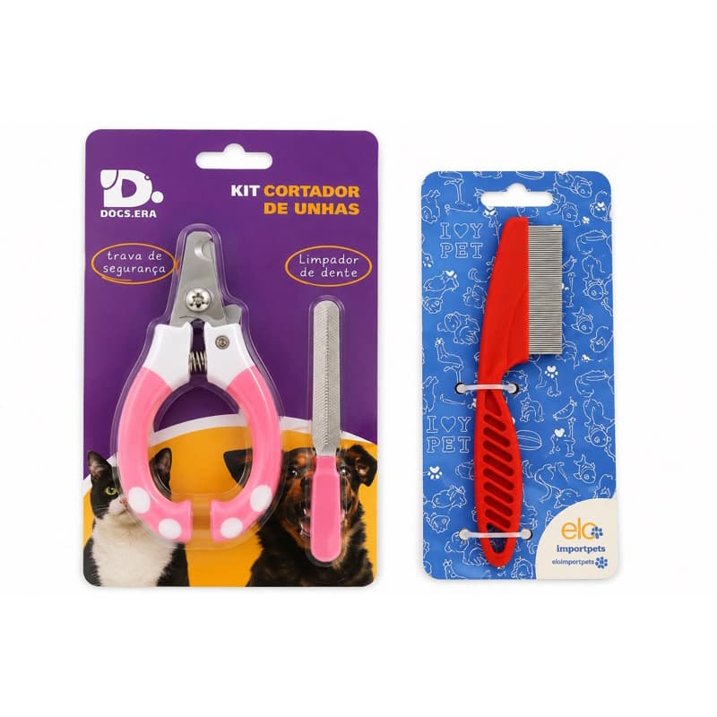 Kit Higiene para Pets – Cortador de Unhas + Pente Anti-Pulgas