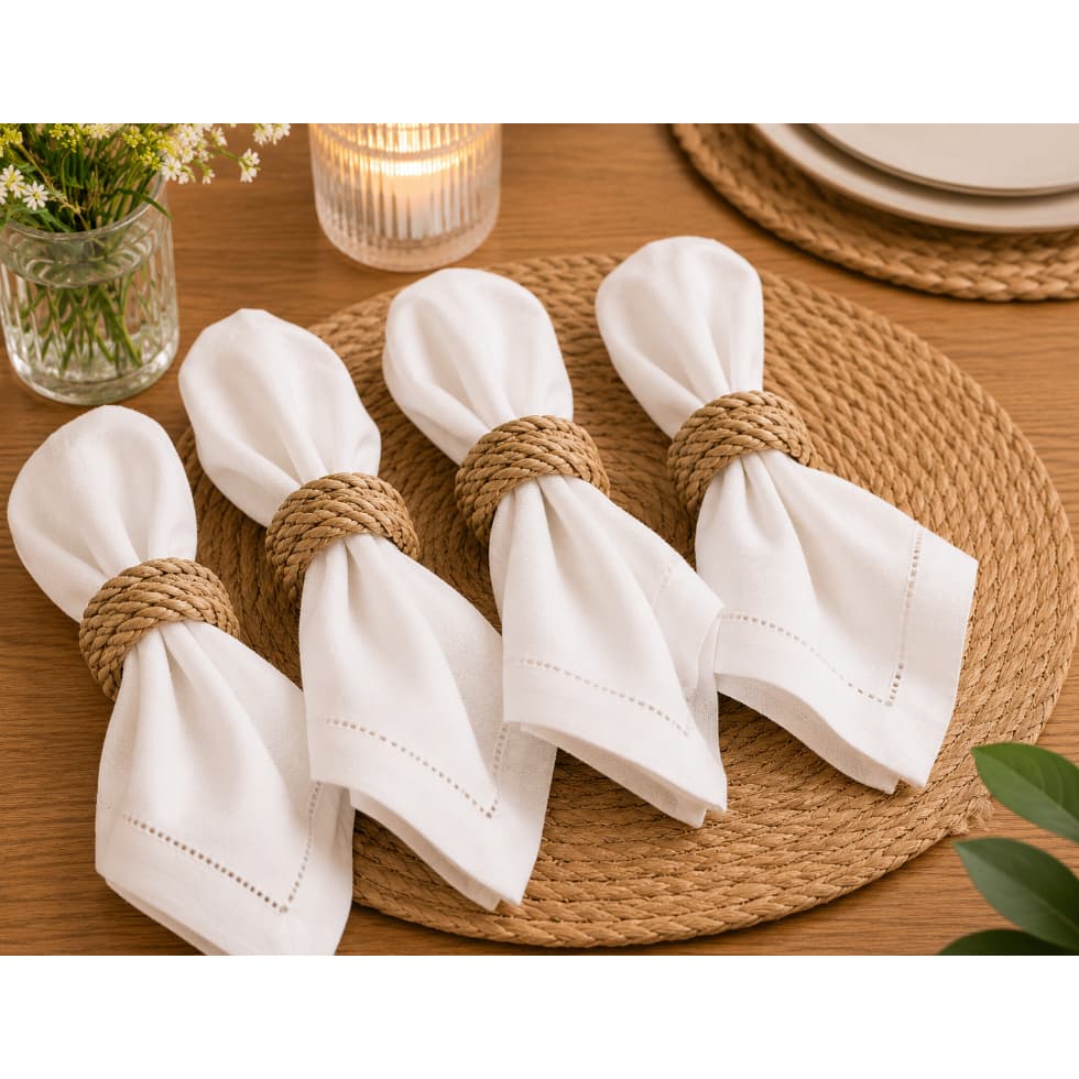 KIT COM 2 ANÉIS DE GUARDANAPO RETRÔ PALHA 6,5CM - CLINK - CK7761