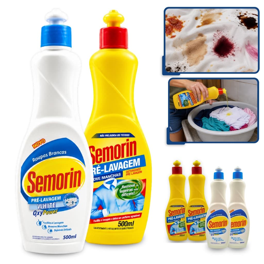 1L Tira Manchas Pré-Lavagem Detergente Removedor de Manchas Gordura Roupas Brancas Tecido Semorin