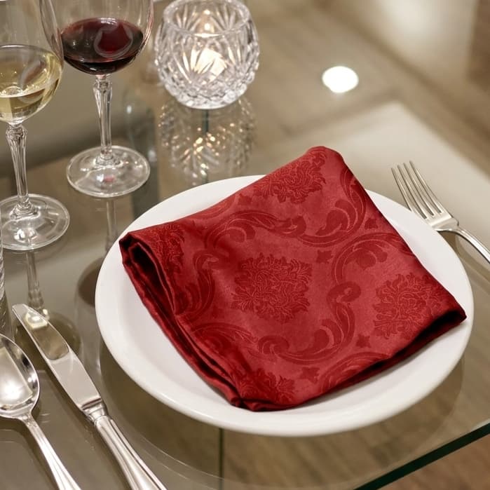 Kit 06 Guardanapos de Boca Jacquard Luxo Premium Vermelho ,Jantar ,Festas, Cozinha e Decoração Mesa Posta 0,30 x 0,30