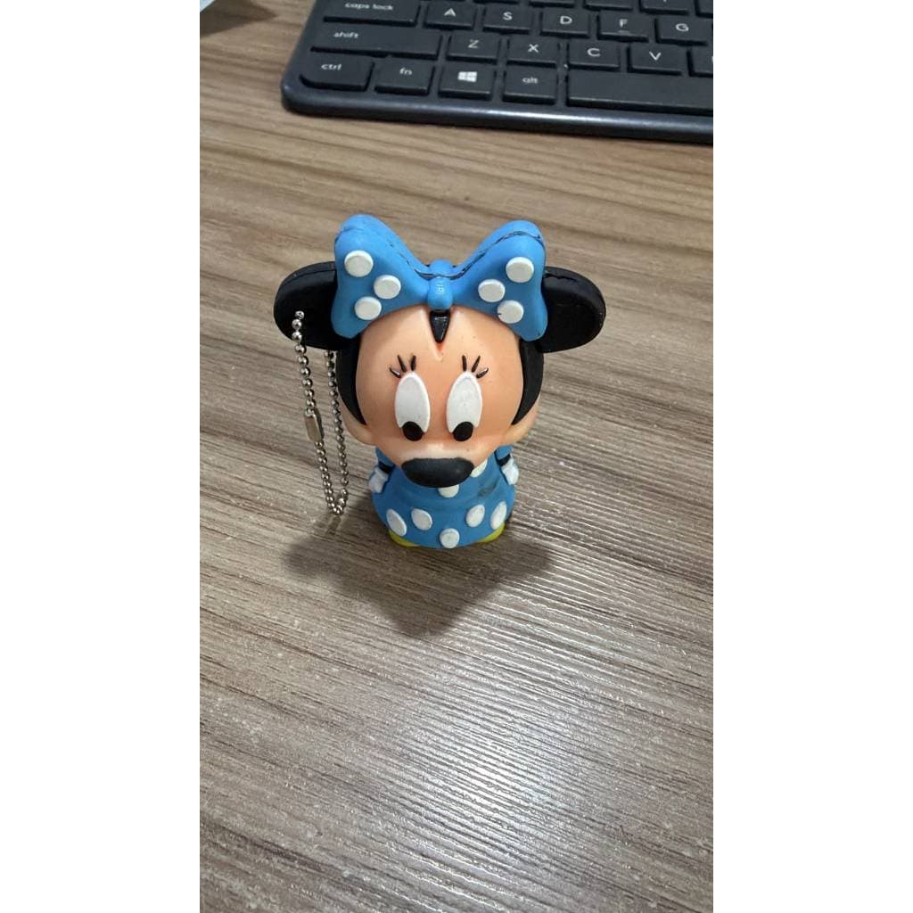Porta Pen Drive Minnie Mouse Azul com Chaveiro – Capa Protetora para USB
