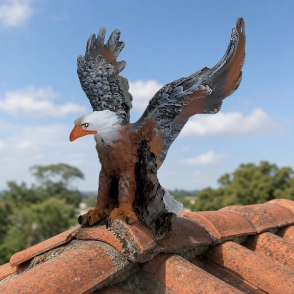 Aguia Asa Aberta Espanta Pombos Maritacas Morcegos Resina Decoração Estatua