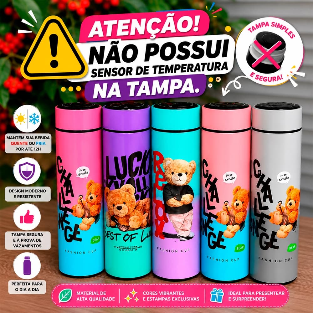 Garrafa Térmica Inox 500ml Bebidas Quentes e Frias Até 12h Tampa com Vedação Viagem Academia Trabalho