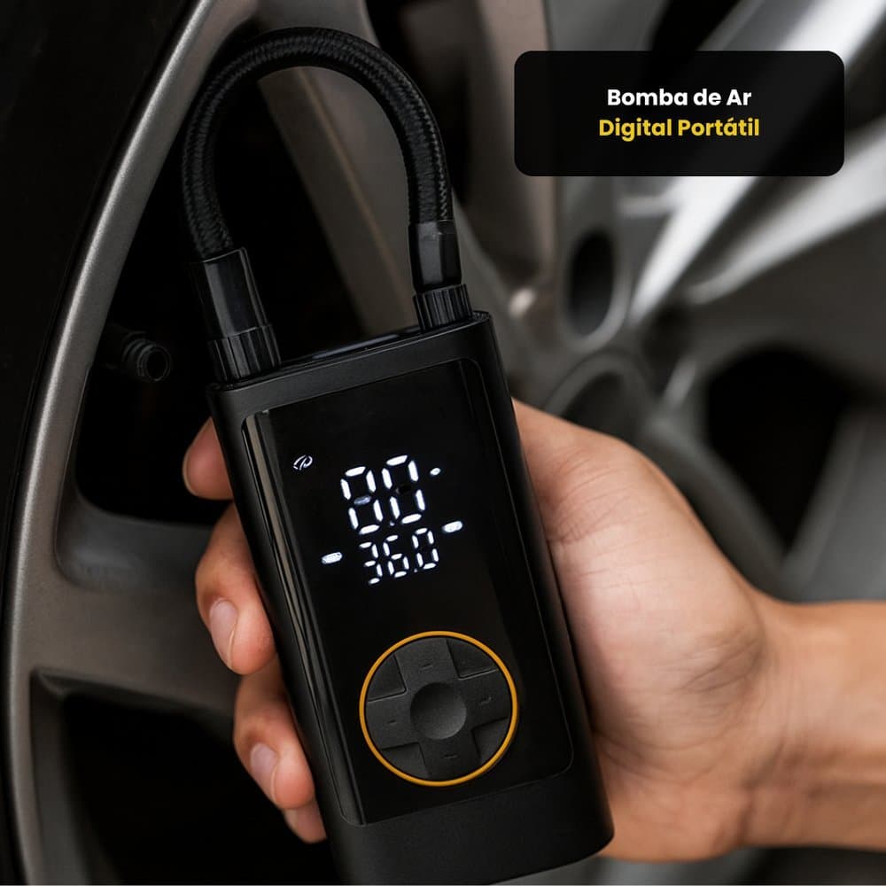 Bomba ar digital portátil elétrica mini compressor calibrador encher pneus carro bicicleta moto