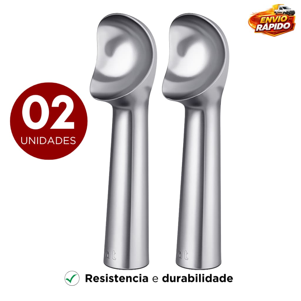 Kit 2 Colher de Sorvete Profissional em Alumínio Resistente Não Entorta Reforçada Alta Qualidade