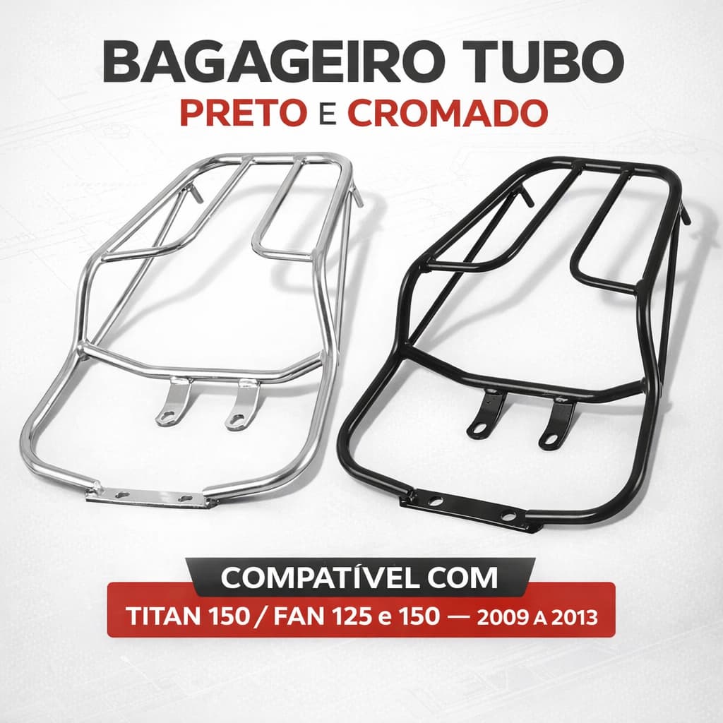 Bagageiro Titan 150 Fan 125 150 2009 2013 Suporte Traseiro Reforçado Baú Moto CG
