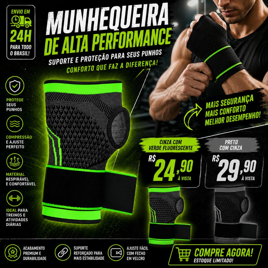 🔥Munhequeira Elástica Compressão Ajustável | Alívio da Dor + Postagem em 24horas 🔥