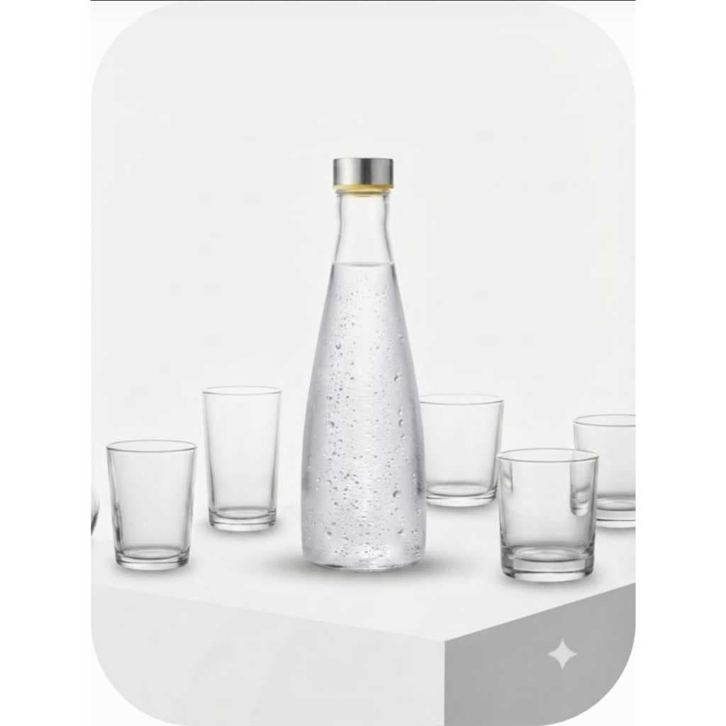 Garrafa De Vidro 1 Litro Com Tampa De Inox Para Água Suco Mesa Posta Cozinha Geladeira