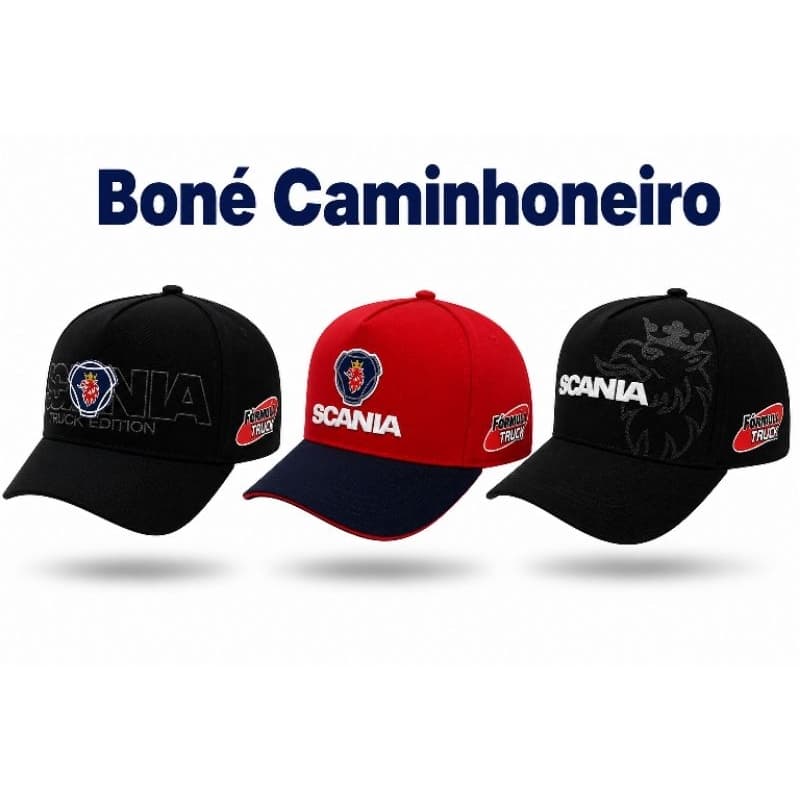 Boné Caminhão Caminhoneiro Scania Aba Curva Fitão.