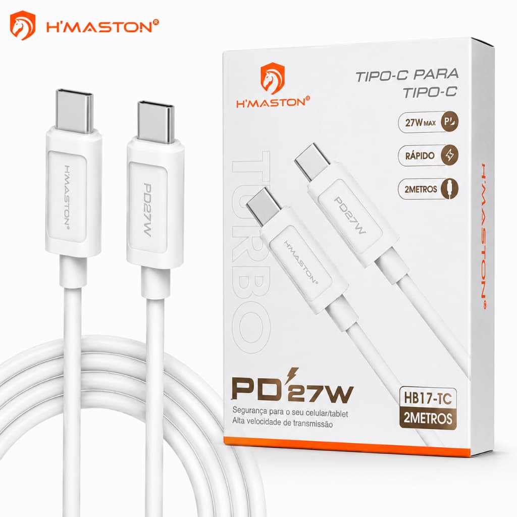 Cabo Iphone Turbo 2M Longo e Resistente 2 Metros Tipo-C para Iphone, USB para Iphone H'Maston