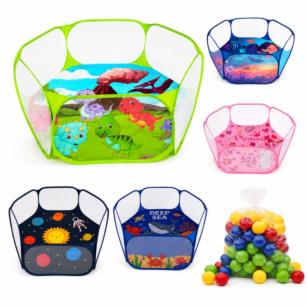 Piscinas de Bolinhas Infantil + 50 Bolinhas Coloridas Menino Menina Presente Criança Dinossauro Princesa