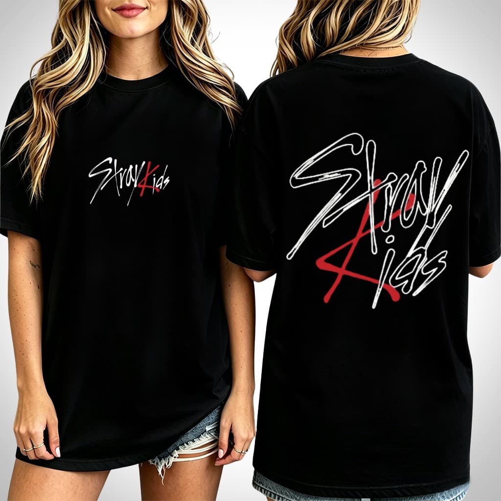 Camiseta Oversized Stray Kids 100% Algodão K-pop Estampa Feminina Streetwear Plus Size