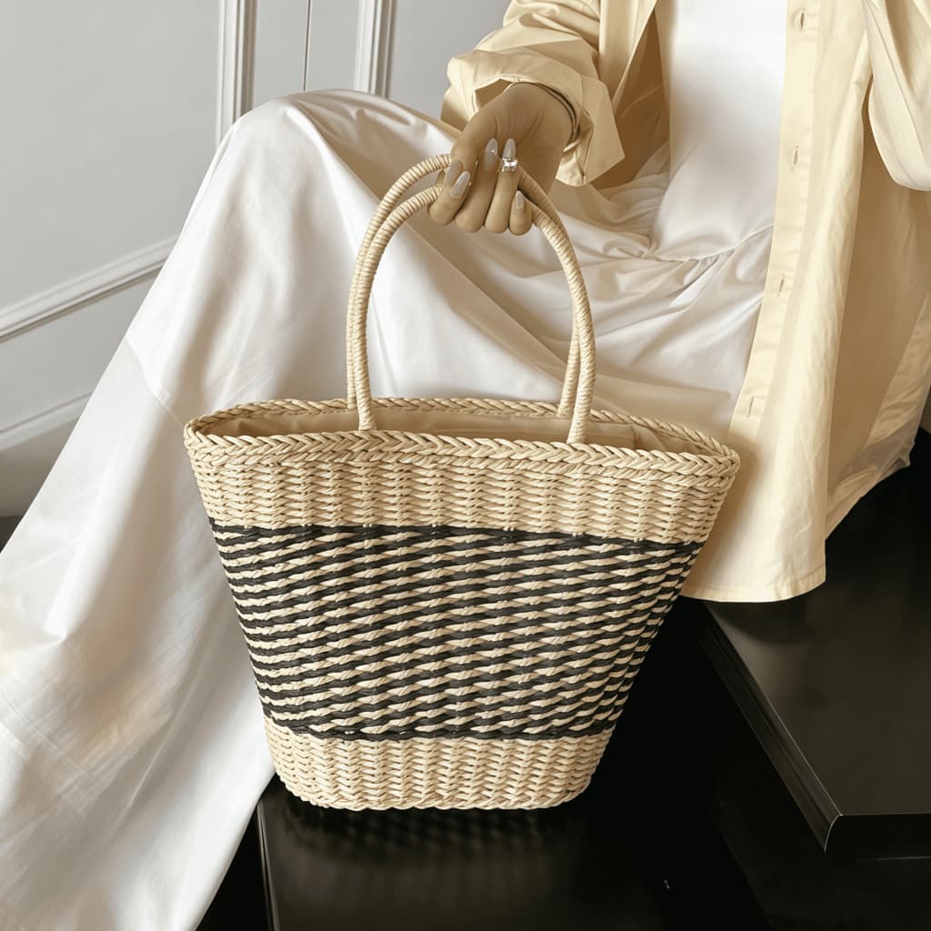 Bolsa ombro tecida Bolsa de palha de grande capacidade para férias casuais praia portátil nova moda bolsa de palha praia