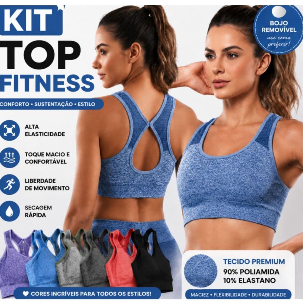 Kit 4 a 1 Top Femininos com Bojo Removível Sem Costura sutiã – Fitness Academia Confortável Premium