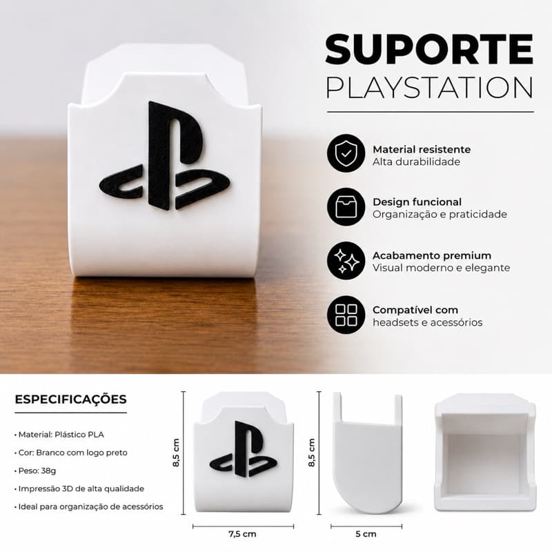 Suporte para Controle PS4 de mesa / Personalizado PlayStation | Organizador Gamer