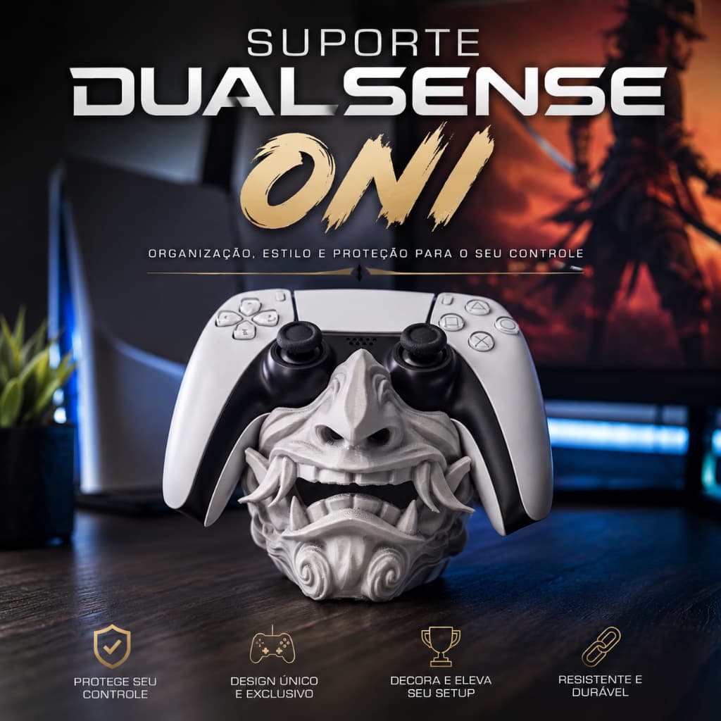 Suporte Ghost of Tsushima para Controle PS5 Dualsense Oni Gamer Organizador Setup Decoração