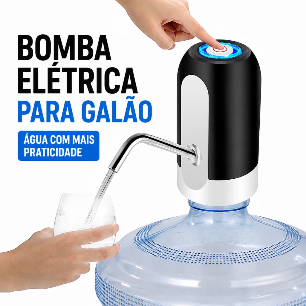 Bomba Elétrica Para Galão De Água 20L Recarregável USB Automática Universal Bebedouro Portátil Prático