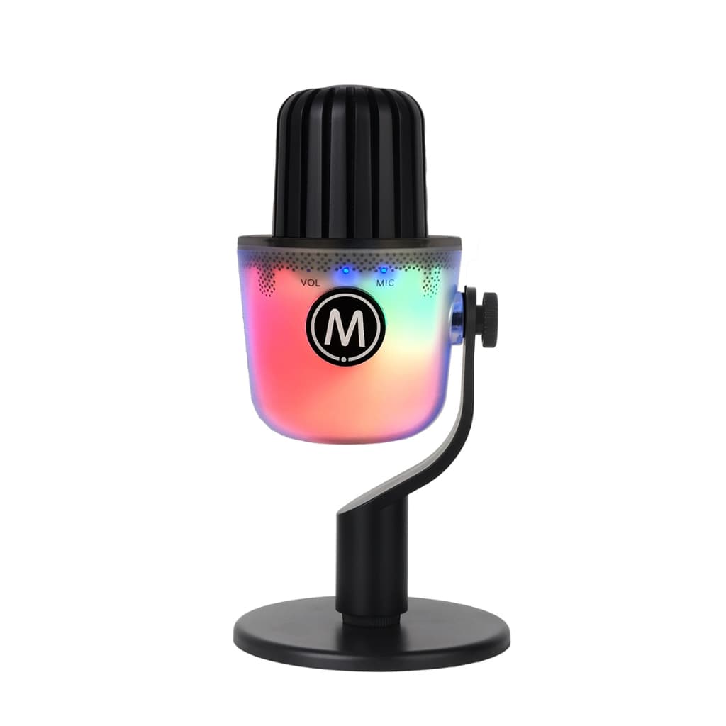 Microfone Condensador USB Type-C RGB com Redução de Ruído para Live Stream Jogos Gravação de Voz Podcast