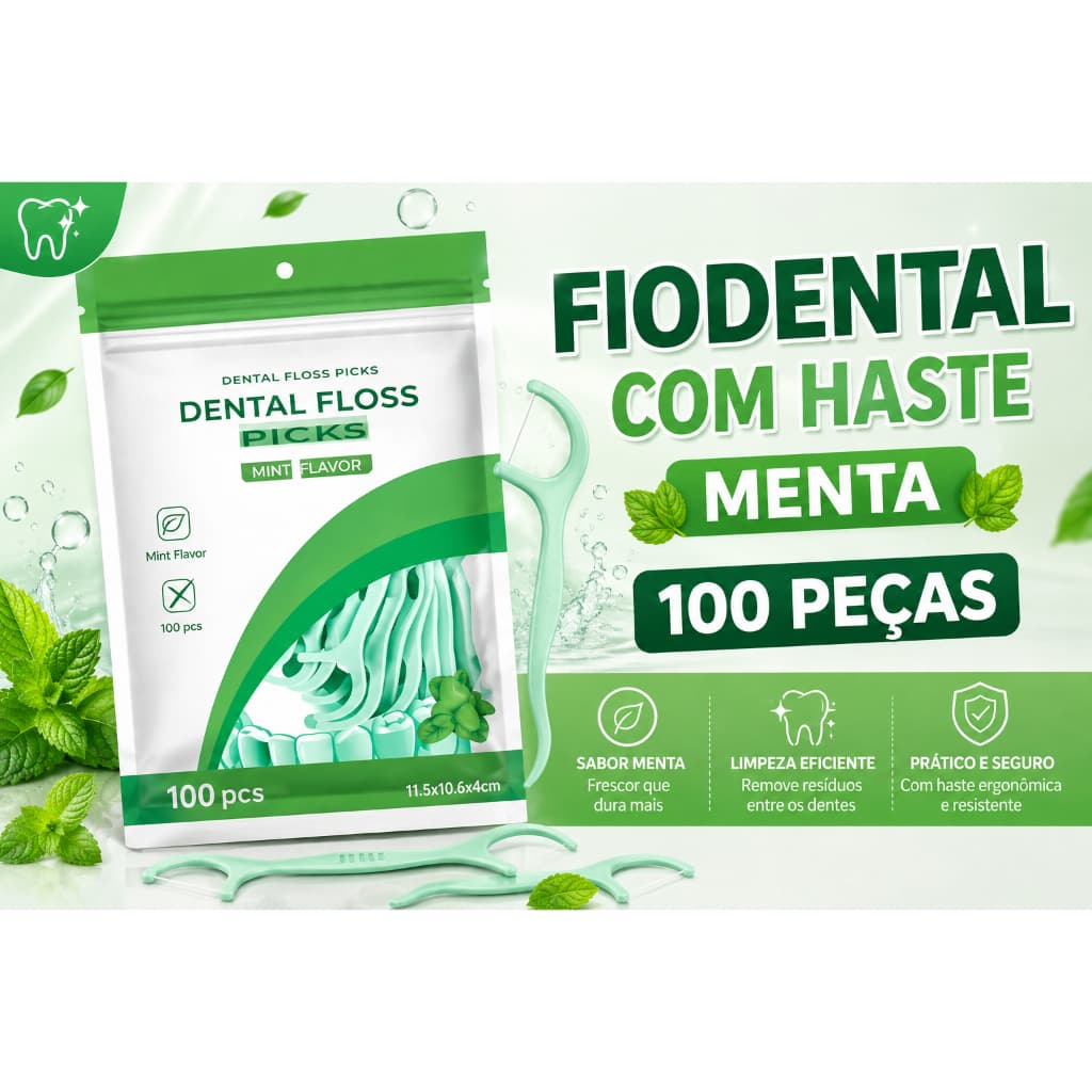 Fio Dental com haste Menta/Profissional/100 Pcs