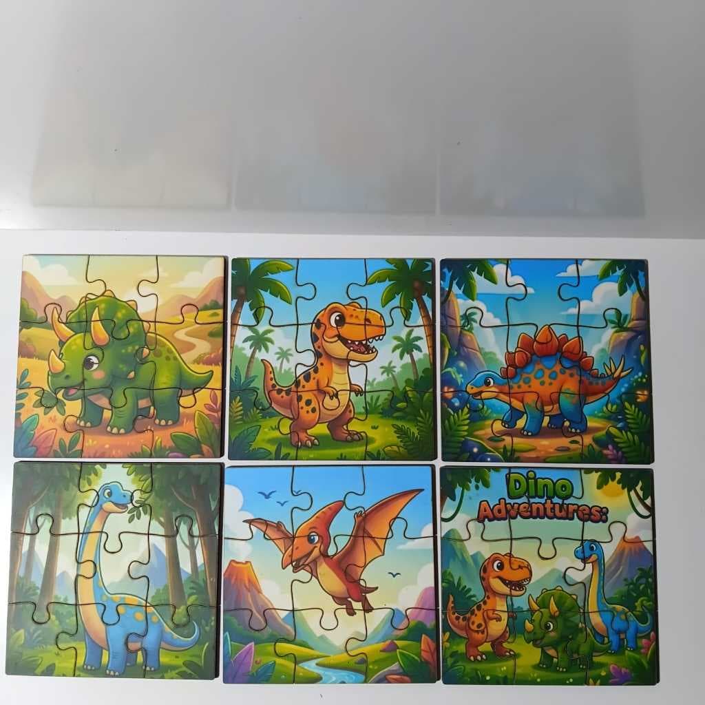 Kit 6 Quebra-Cabeças Infantil Dino Adventure Madeira MDF Brinquedo Educativo Raciocínio Lógico Envio Rápido