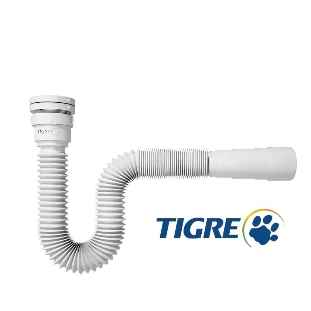 SIFÃO FLEXÍVEL SANFONADO UNIVERSAL PIA COZINHA BANHEIRO TANQUE LAVATÓRIO RALO 66CM BRANCO TIGRE EXTENSÍVEL