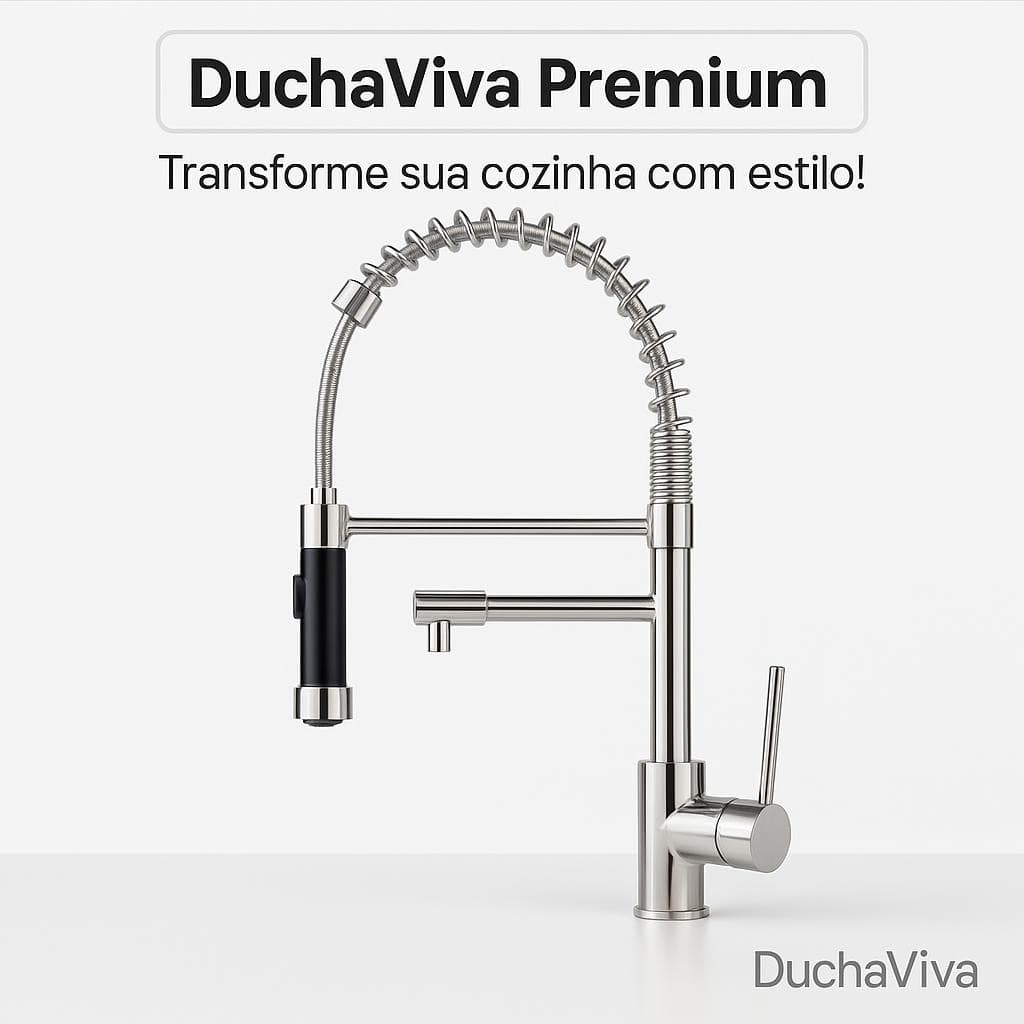 Torneira de Mesa Inox Ducha Extensível para Cozinha 51,5cm