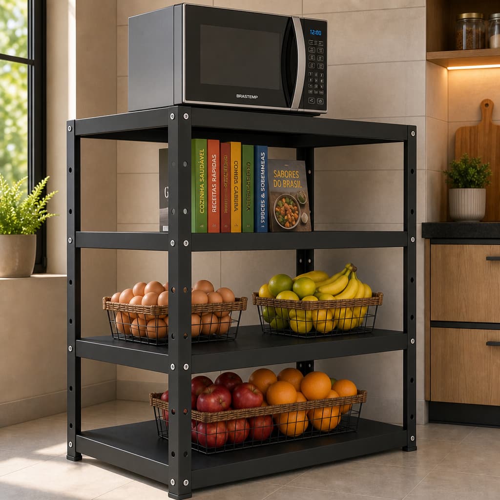 Estante Prateleira Estilo Industrial Multiuso - Sapateira, Microondas, Lavanderia, Escritório, Cozinha  -Suporte
