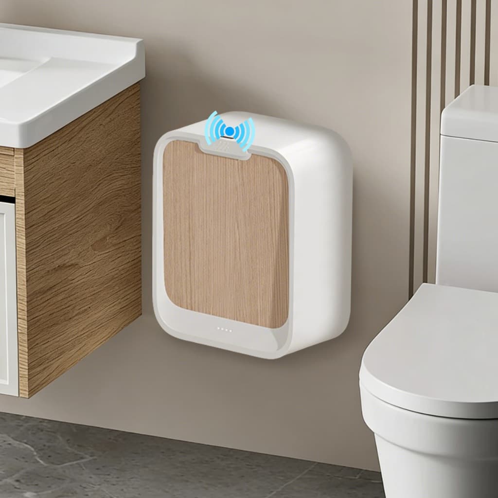 Lixeira Inteligente Parede Banheiro Automática Sensor Movimento Amadeirada Cozinha Suspensa