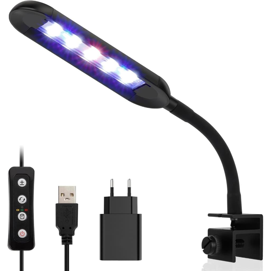Mini Luminária de Clipe para Aquário Newpet LED RGB com Temporizador e Dimmer Ajustável Bivolt