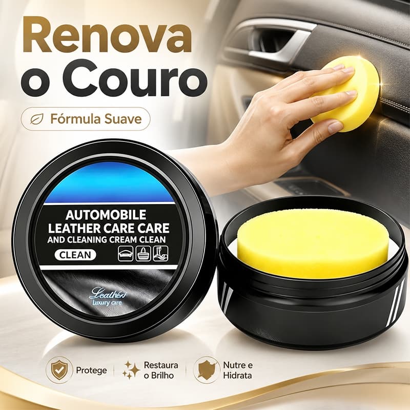 Cera Hidratante para Couro Automotivo Limpa, Amacia e Protege bancos para restauração de couro veicular