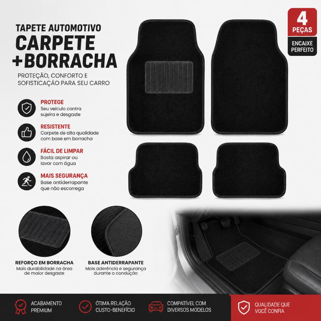 Tapete Automotivo Carpete Universal
