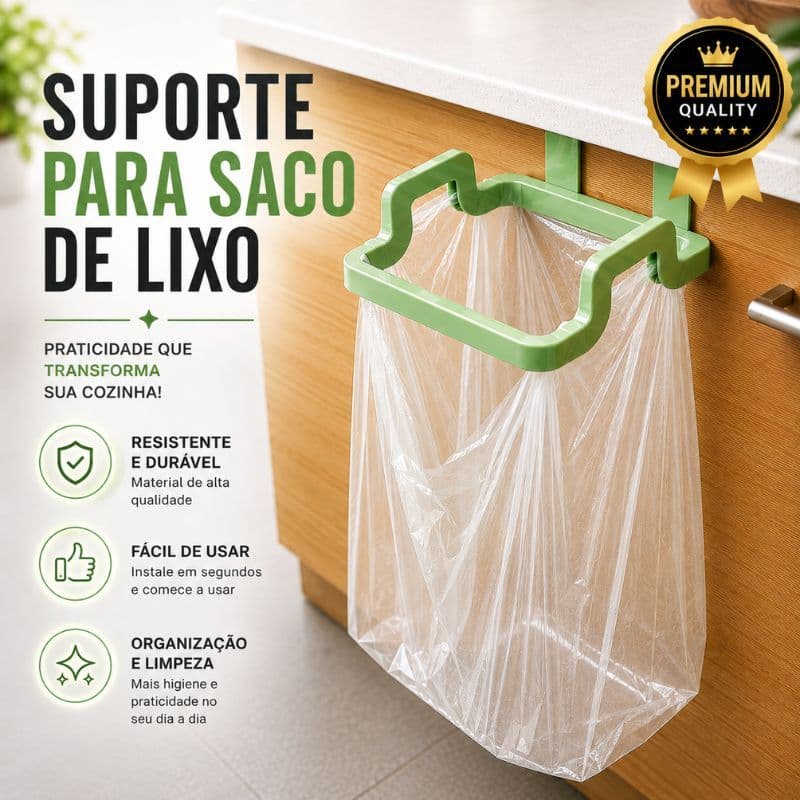 Kit 4 Suportes para Saco de Lixo de Porta Organizador Multiuso para Armário Cozinha Banheiro Plástico