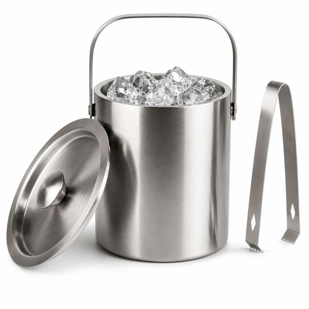 Balde de Gelo Térmico 1,5 Litros Com Tampa e Pegador Inox Premium