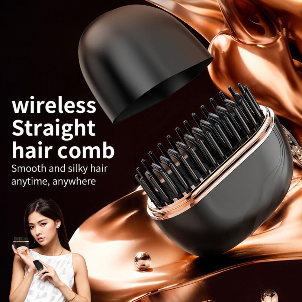 【READY STOCK】Mini Portátil Sem Fio Pente De Cabelo Reto Recarregável Temperatura Ajustável Alisador De Dupla Finalidade