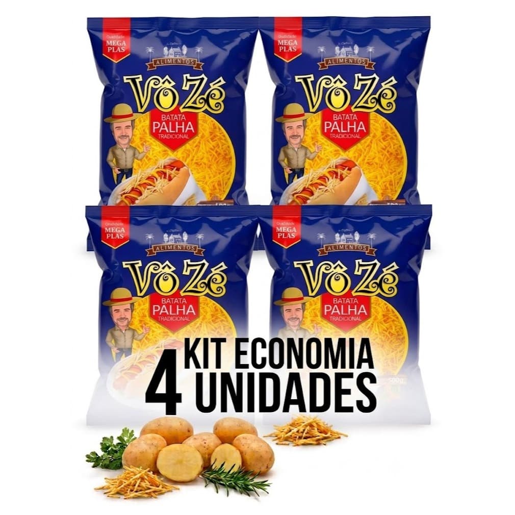 Batata Palha Crocante Vô Zé 500g Para Hambúrguer, Hot Dog, Lanches e Refeições