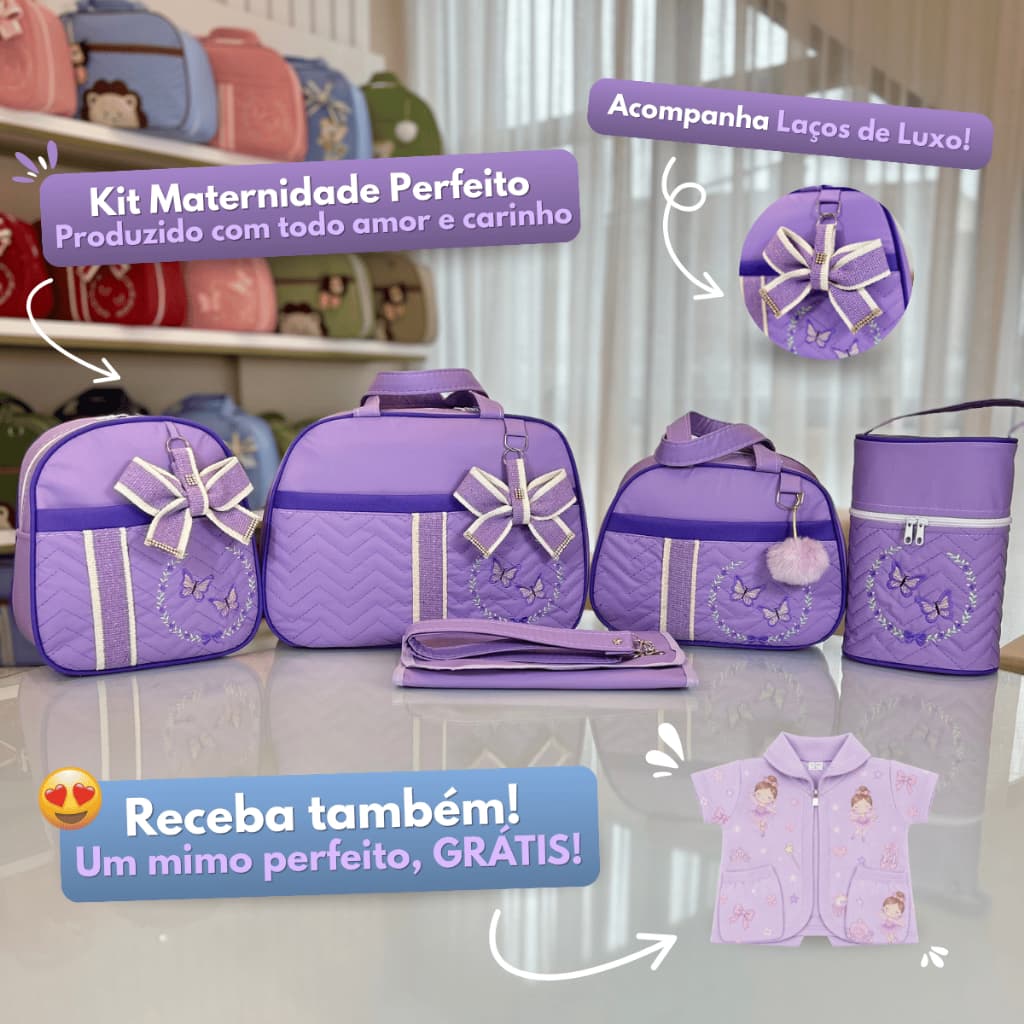 Kit Bolsa Maternidade Completo Bebê Mala Mochila Trocador e Porta Mamadeira Impermeável e Térmico