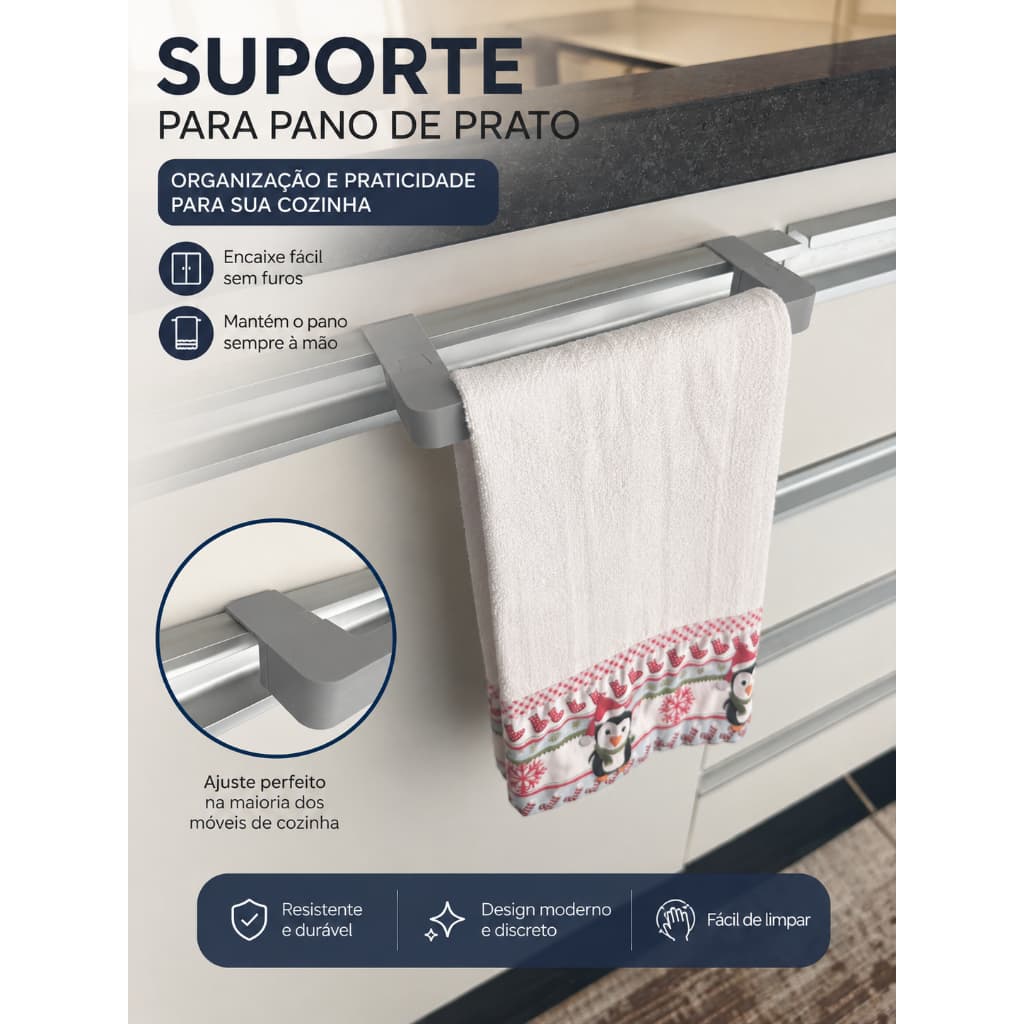 Suporte para Pano de Prato com Fixação Extra – 18,5 cm