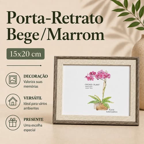 Porta-Retrato Bege/Marrom 15x20 cm para Sua Mesa Moldura Porta-Retrato Moderna Escritório Decorativo
