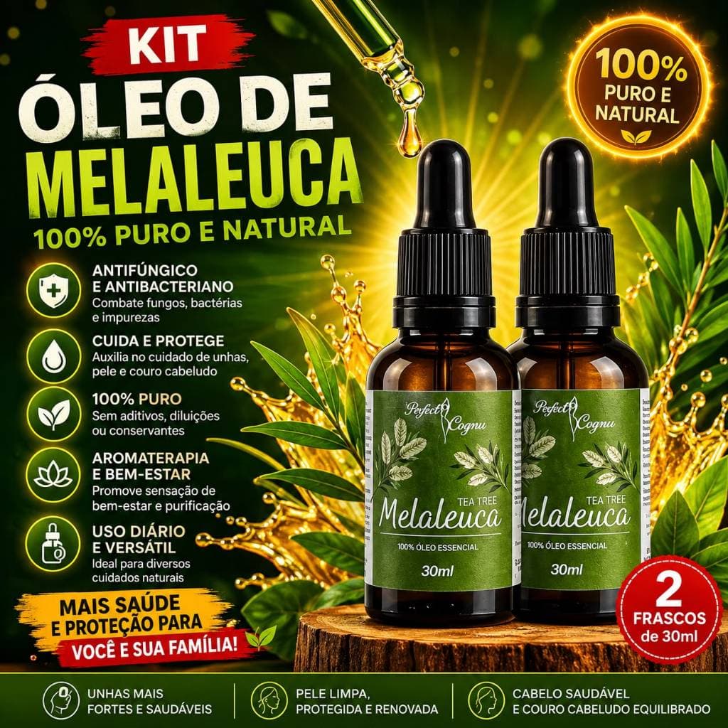 KIT 2 Óleos de Melaleuca 100% Puro Rotina de Cuidados 30ml