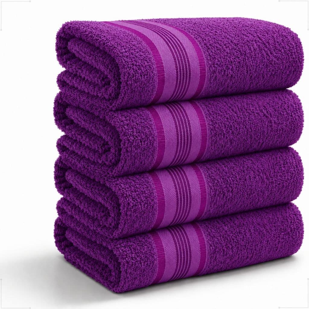 Kit 4 Toalhas de Banho Roxa 100% Algodão Jogo Banhão Premium Macia Alta Absorção Toalha Luxo Gigante 75x180cm